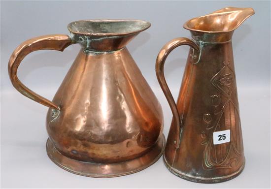 A copper haystack measure and a jug